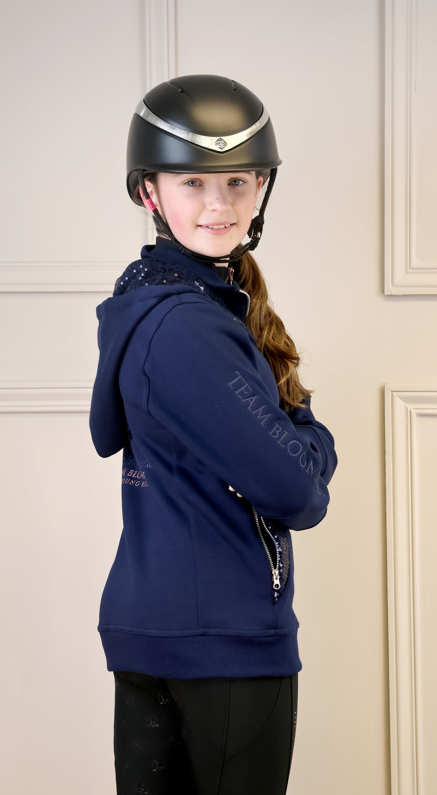 Arabella Navy With Navy Double Collar Adult Hoodie