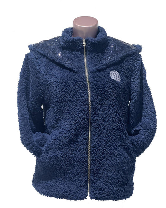 Taggie Mini Navy Double Collar Teddybear Fleece