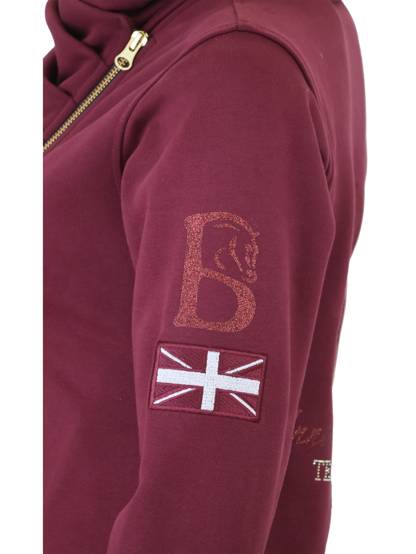 Sabrina Burgundy With Rhinestones Mini Ruffle Collar Top