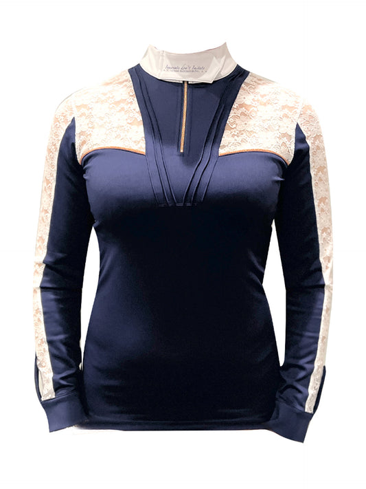 Sophia Navy & White Lace Show Shirt
