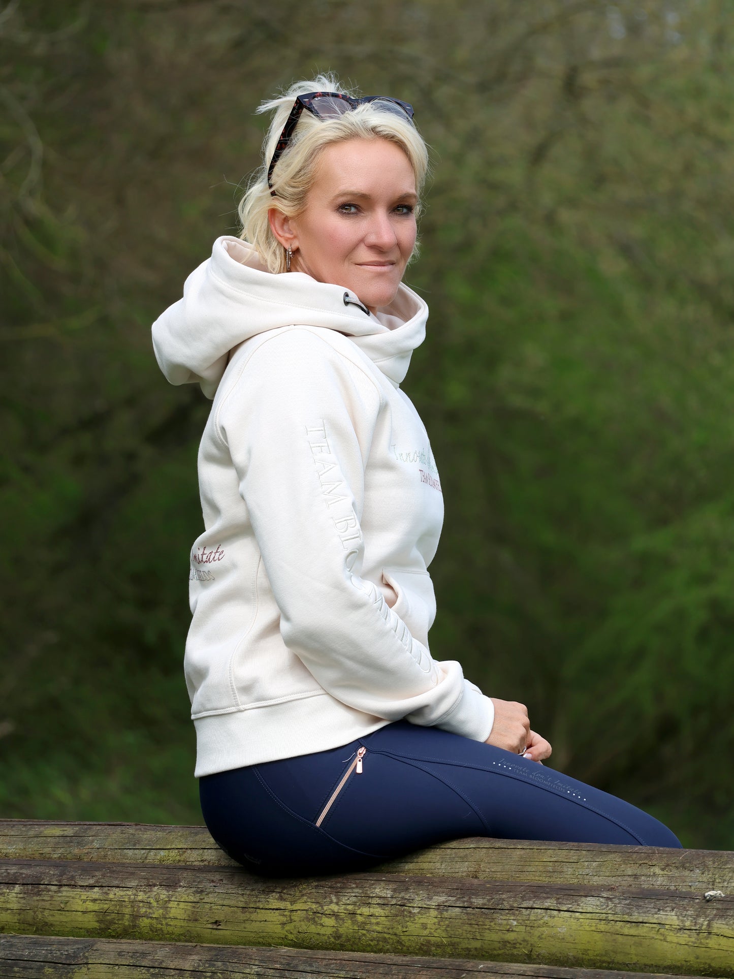 Amelia Winter White & Rhinestones Cross Necked Hoodie