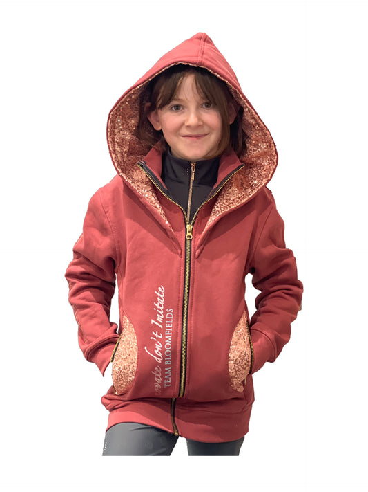 Arabella Mini Burnt Apricot Double Collar Fitted Zip Hoodie