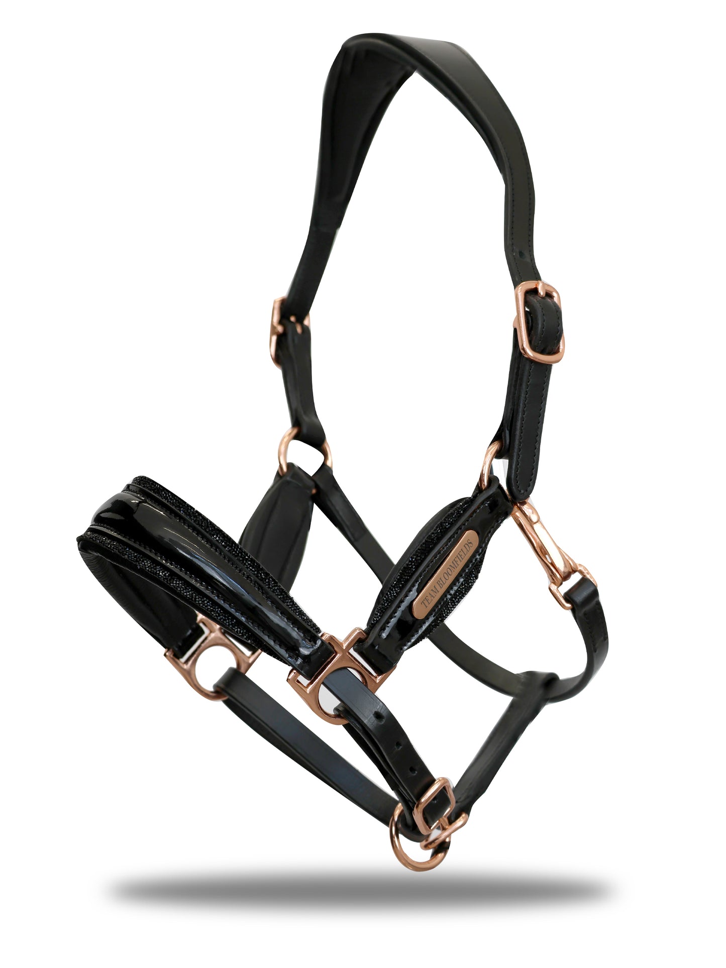 Black & Black Glitter Leather Headcollar