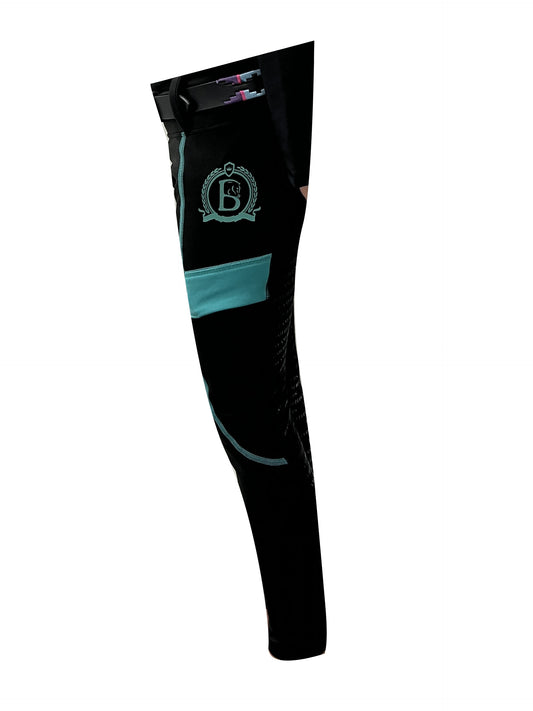 Black & Aqua Mini Thermal Leggings