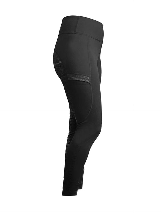 Leonora Black & Black Full Silicone Seat Riding Leggings