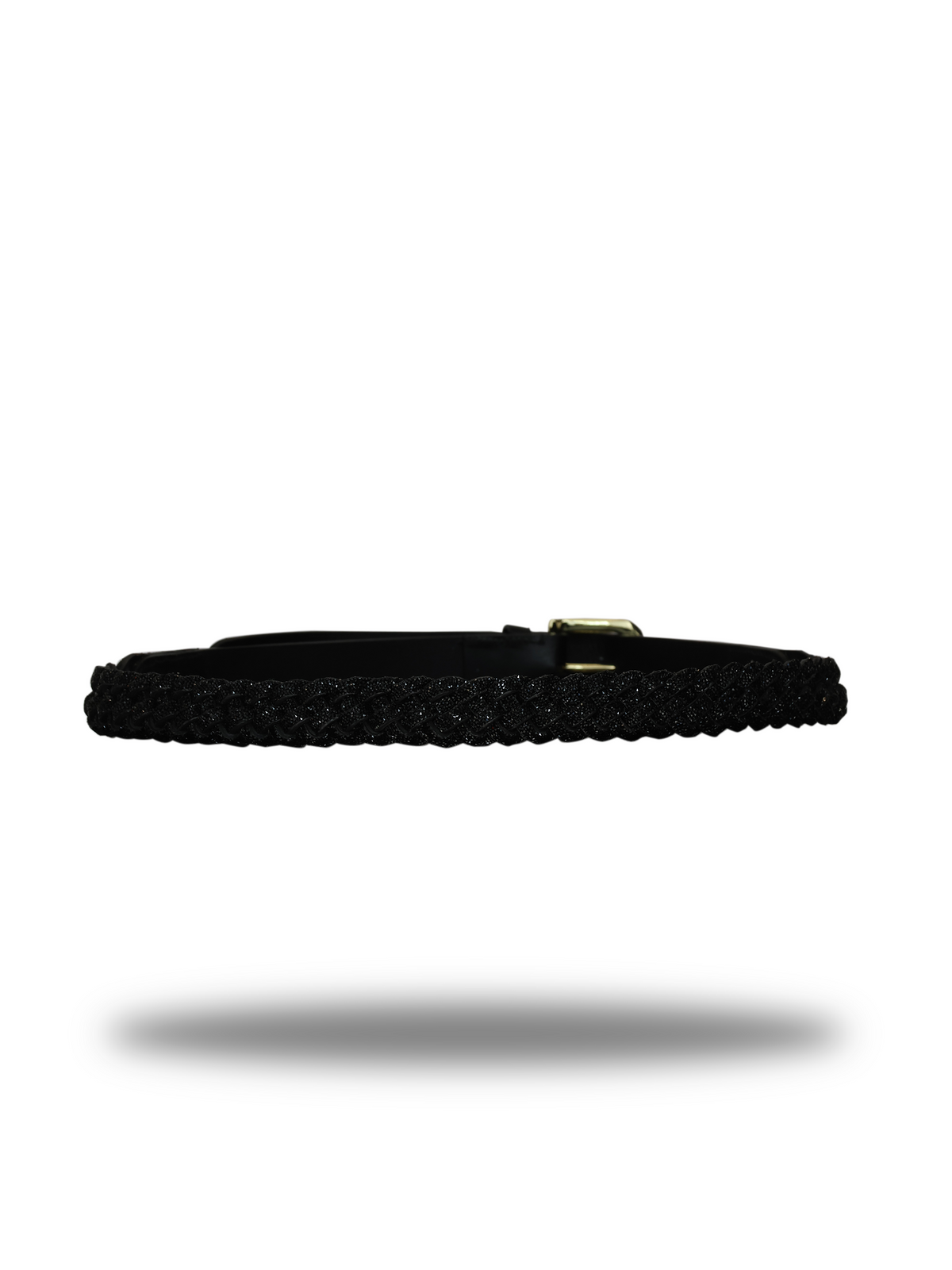 Black Glitter Leather Belt – Champagne Hardware
