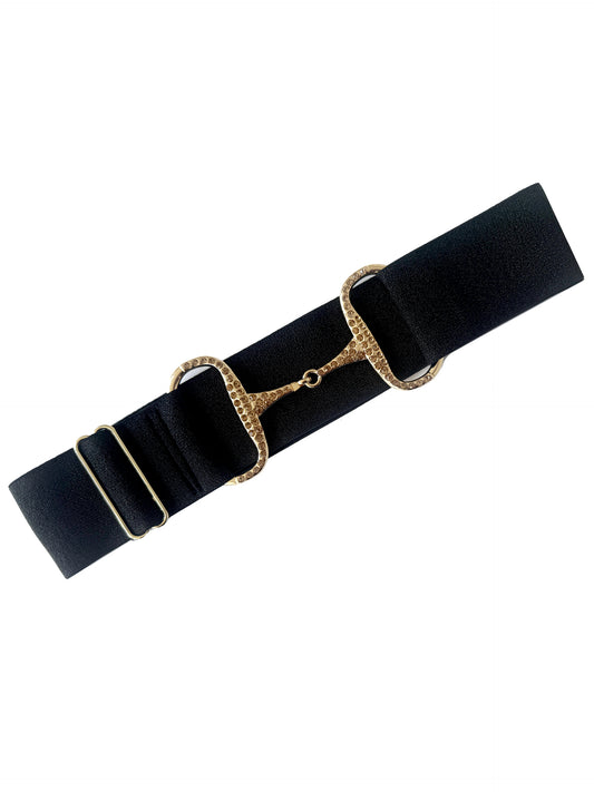 Black With Gold Diamante Snaffle Belt