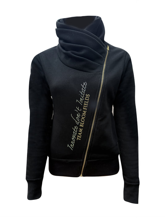 Sabrina Black & Gold Rhinestone Ruffle Collar Adults top