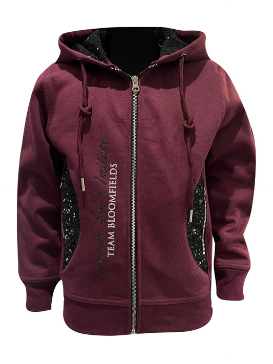 Ava Burgundy & Black Mini Fitted Zip Hoodie