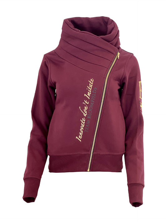 Sabrina Burgundy With Gold Mini Ruffle Collar Top