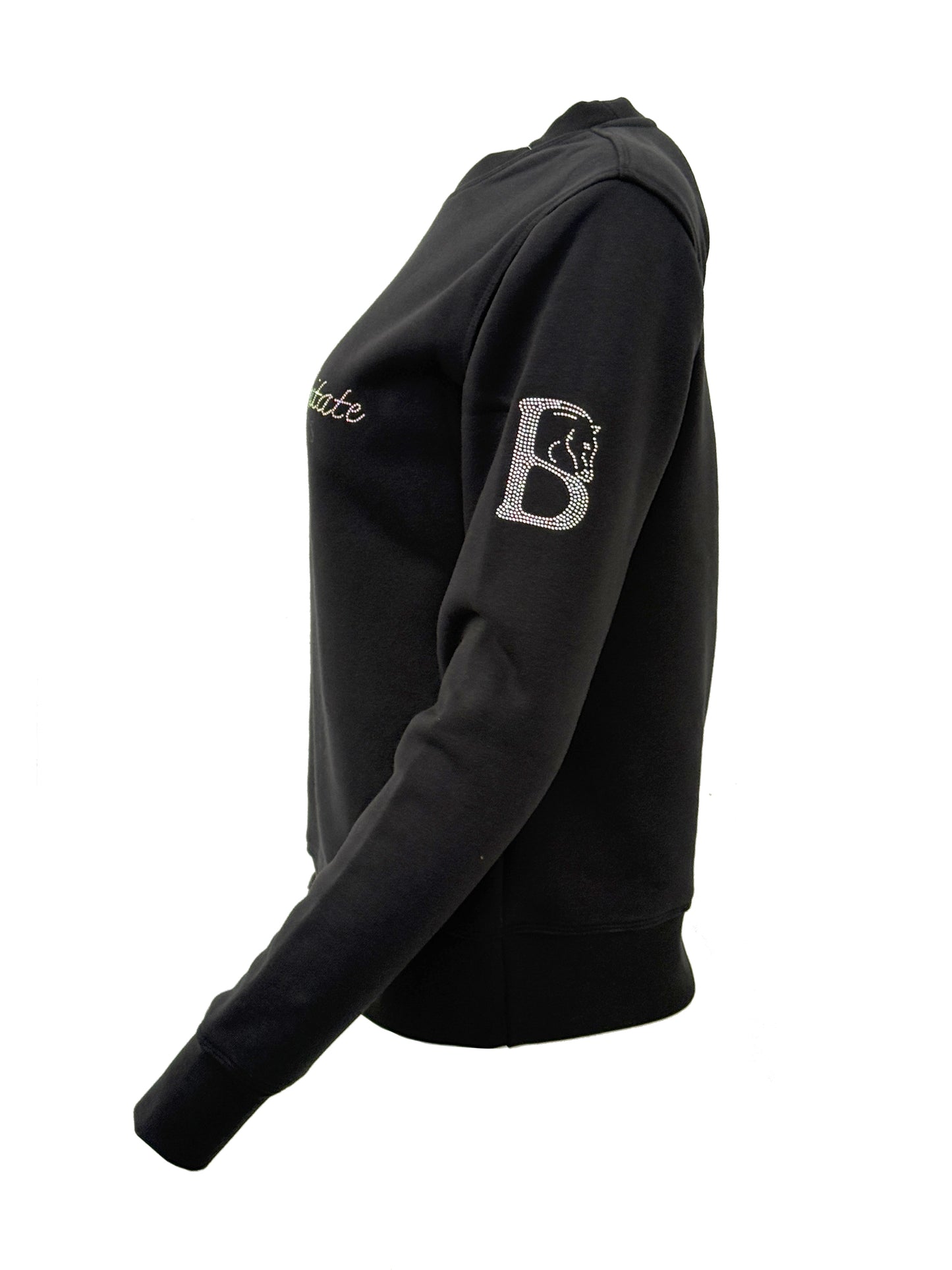 Summer Black With Black Rhinestones Crew Neck Adults Top