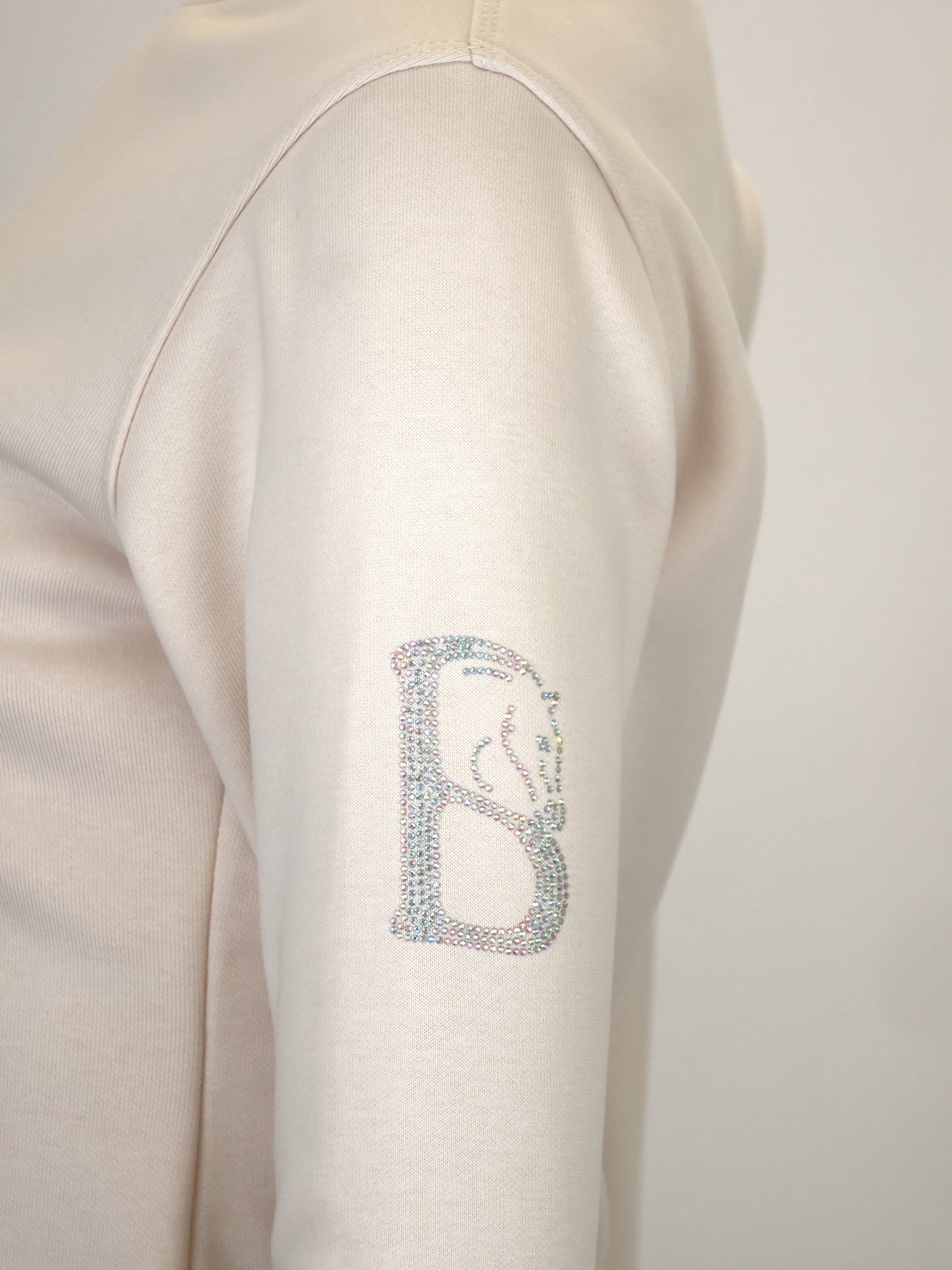 Summer in Winter White & White Rhinestones Crew Neck Top