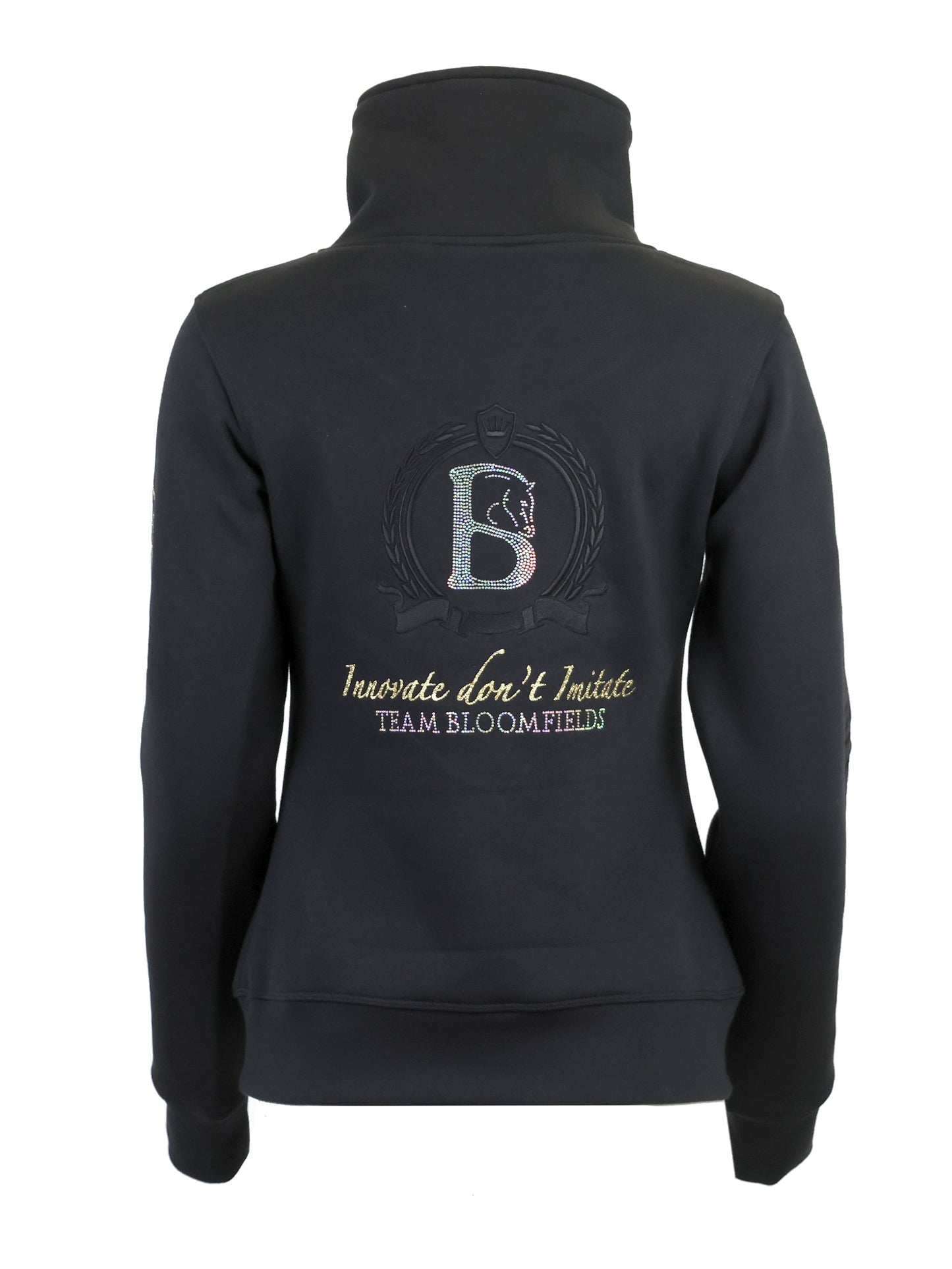 Eleanor in Black & White Rhinestones & Diagonal Quarter Zip Top