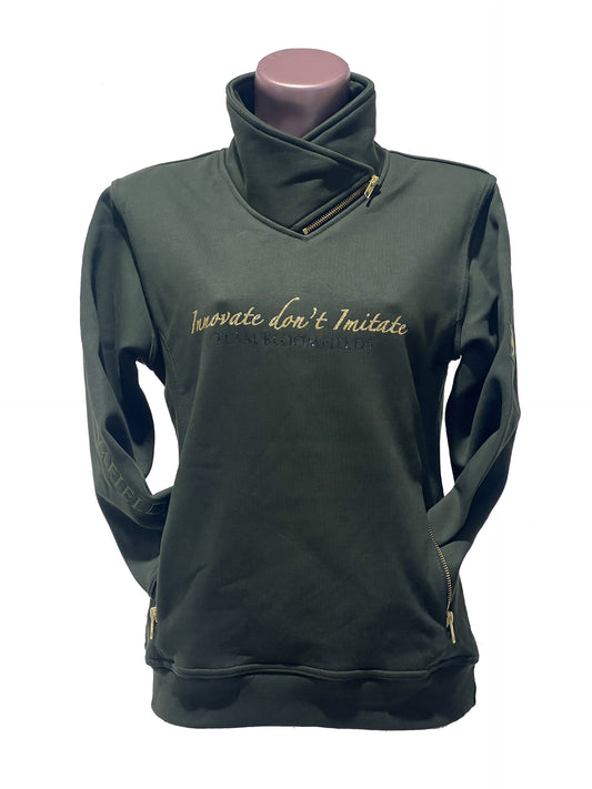 Eleanor Olive & Gold High Collar Mini Pullover
