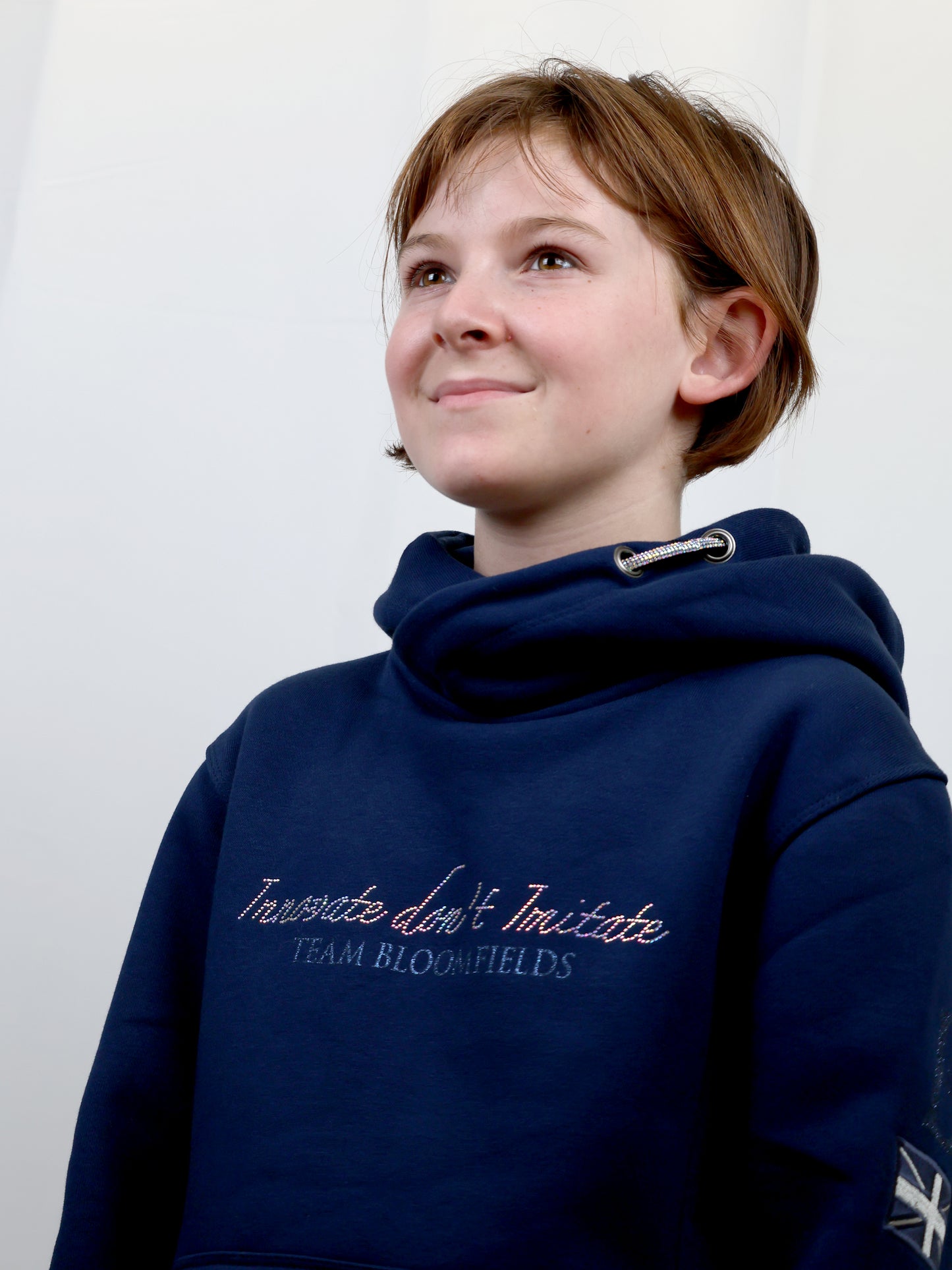 Amelia Mini Navy With Pink Cross Necked Hoodie