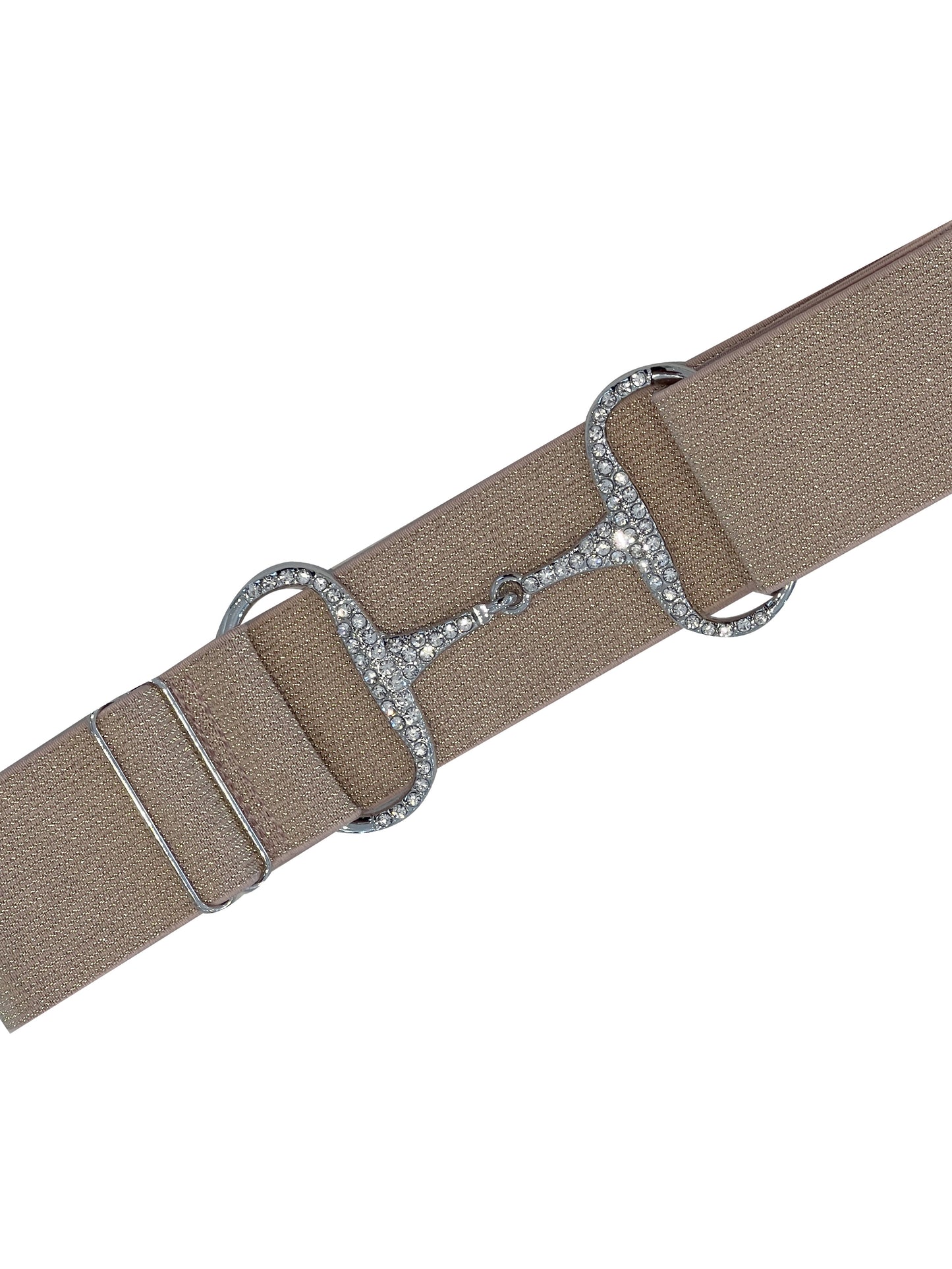 Metallic Rose Gold With Diamante Silver Snaffle Belt