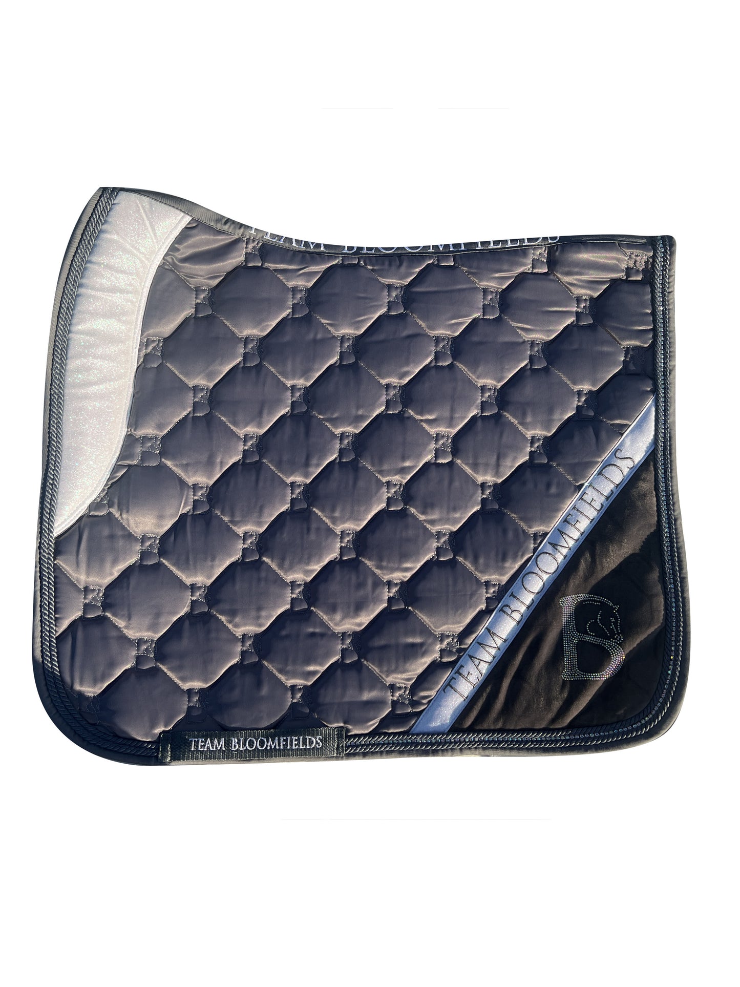 Grey & Sparkle White Dressage Saddle Pad