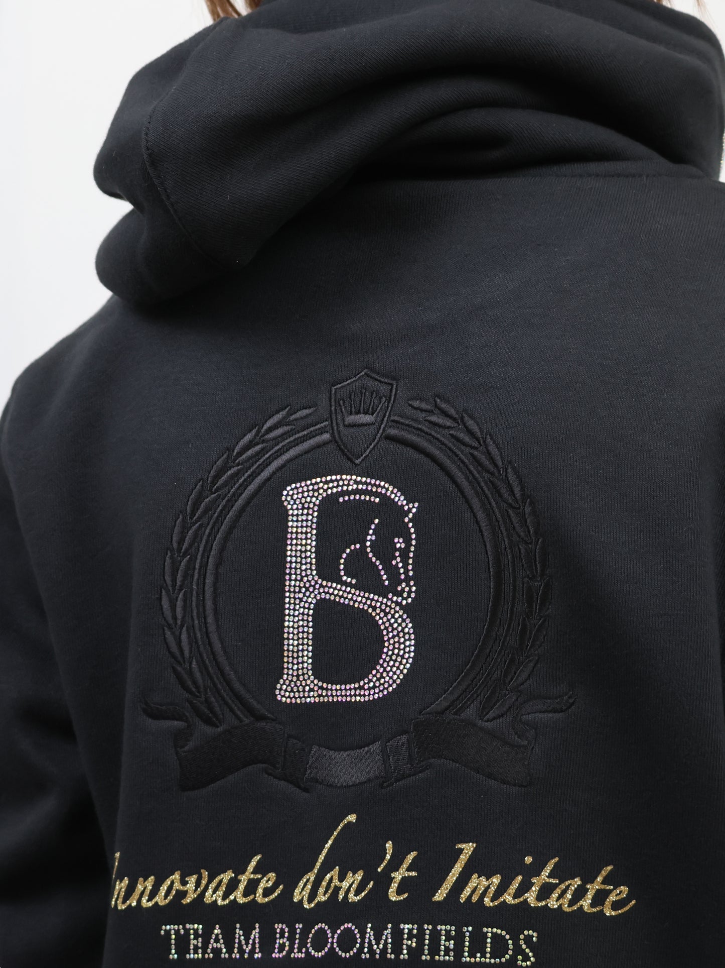 Amelia Black With Gold Cross Necked Adult's Hoodie