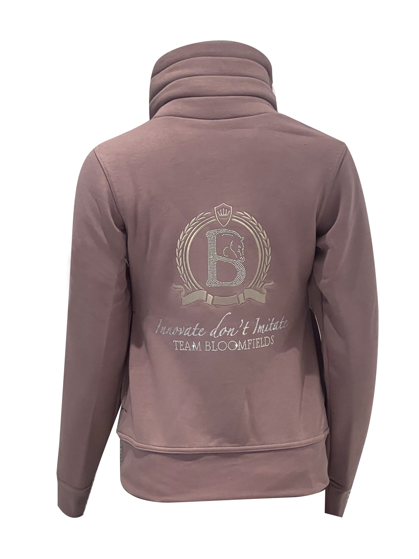 Sabrina Heather Crystal Silver Logo Ruffle Collar Adults Top