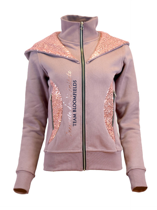 Arabella Mini Heather Double Collar Fitted Zip Hoodie