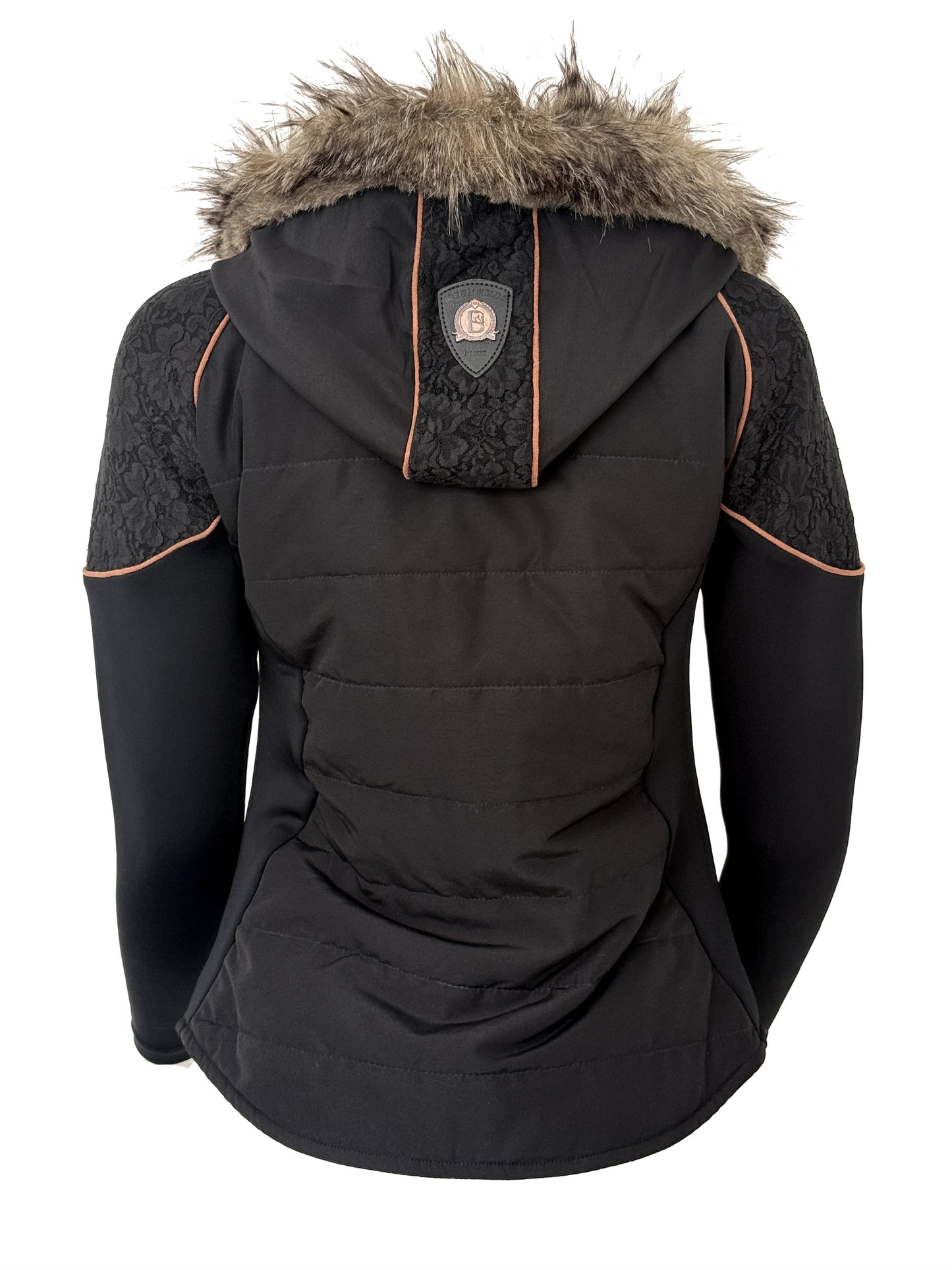 Francesca Black And Tan Lace And Fur Jacket
