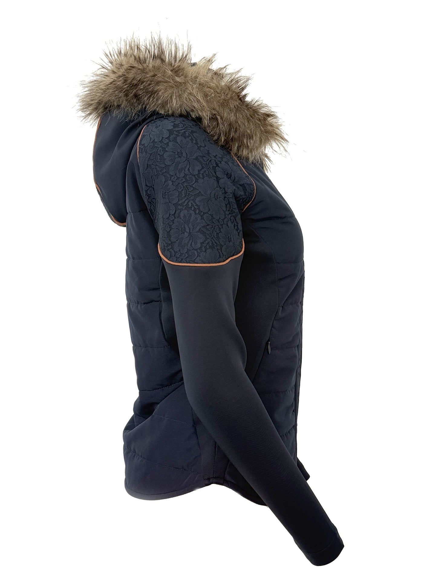 Francesca Navy And Rose Gold Lace And Fur Jacket