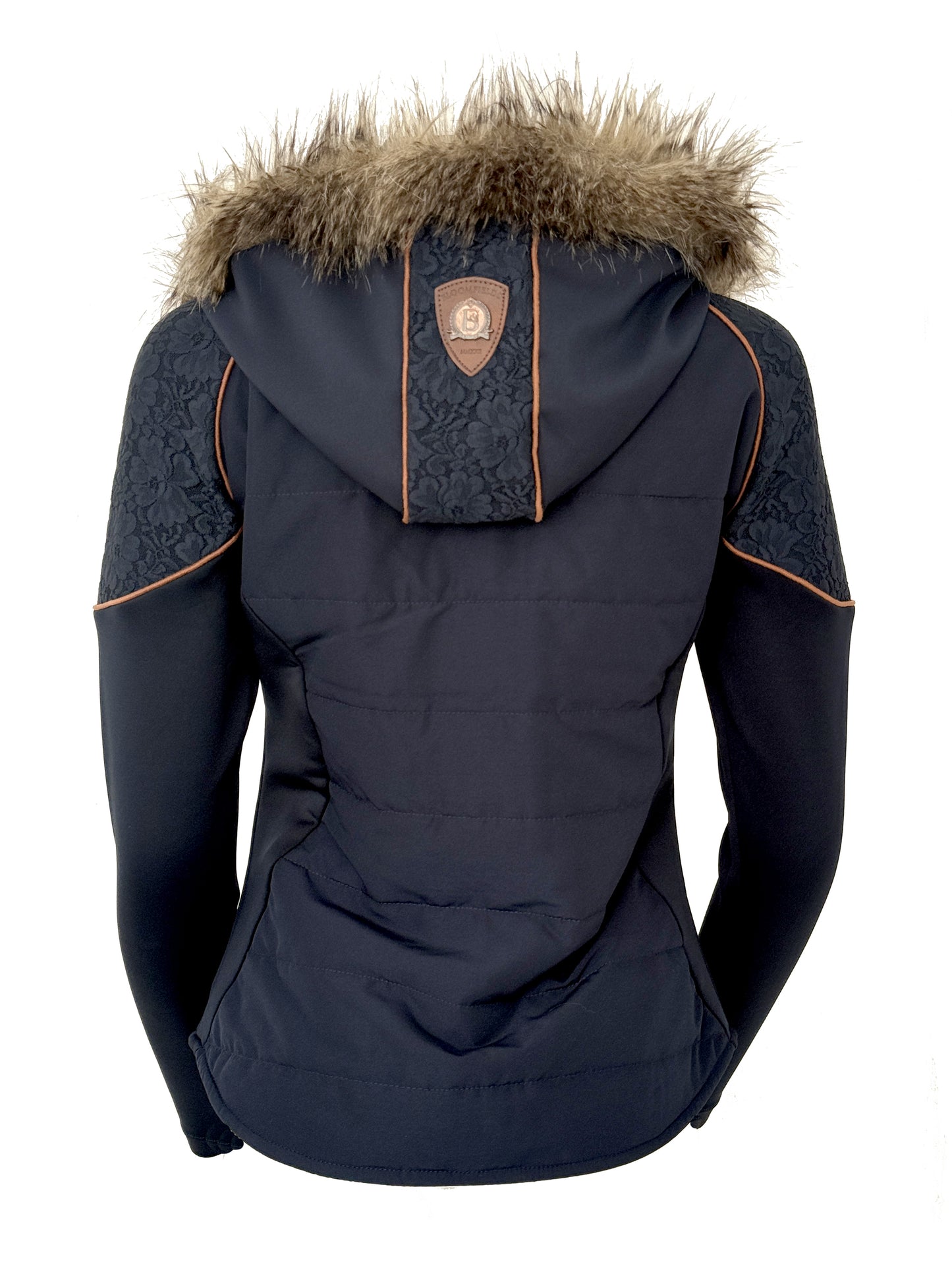 Francesca Navy And Rose Gold Lace And Fur Jacket