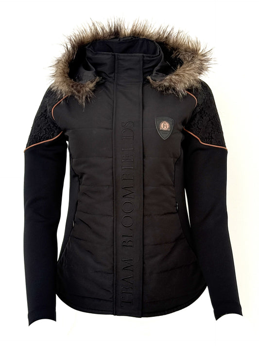 Francesca Black And Tan Lace And Fur Jacket