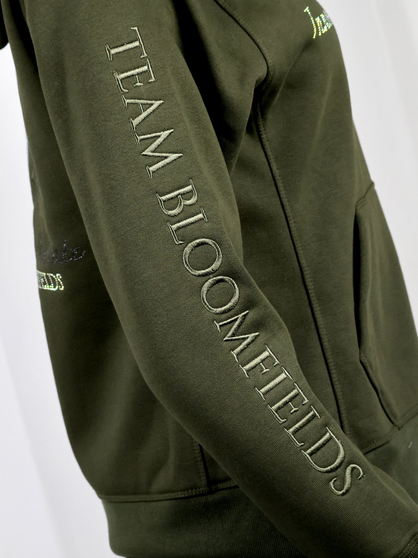 Amelia Olive With Rhinestones Cross Necked Adult's Hoodie