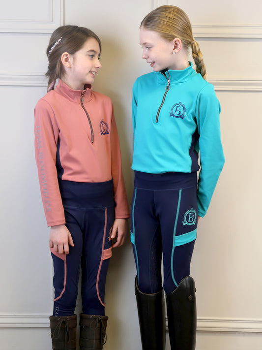 Navy & Aqua Mini Leggings