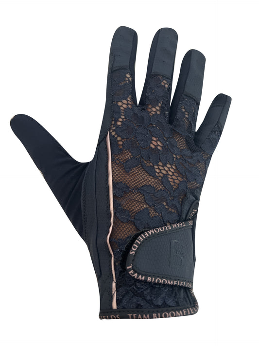 Concours Elegant Navy & Rose Gold Lace Gloves