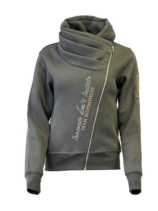 Sabrina Olive With Copper Rhinestone Ruffle Collar Adults Top