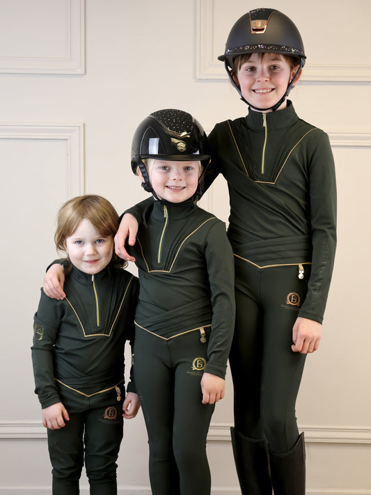 Mini Maya Olive Ultra High Pleated leggings