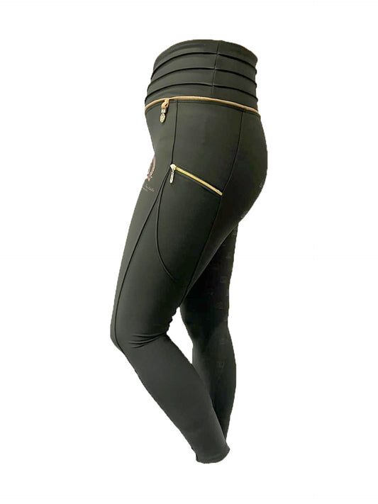 Maya Ultra High Pleated Olive Leggings