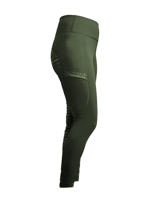 Leonora Olive with Olive Full Silicone Seat Riding Leggings