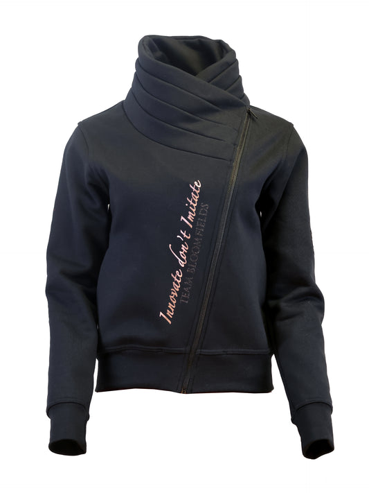 Sabrina Black & Rose Gold Pleated Collar Adults Top