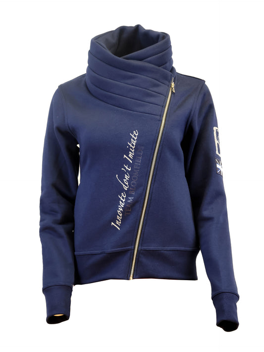 Sabrina Navy & Silver Mini Ruffle Collar Top