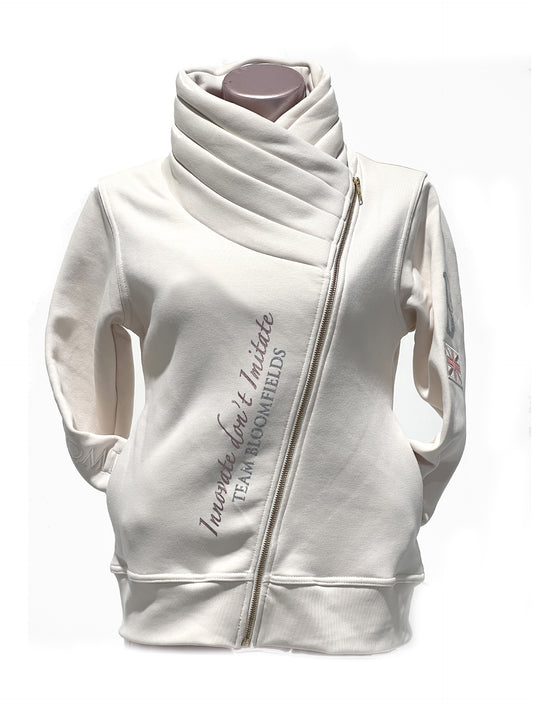 Sabrina Winter White With Rose Gold Ruffle Collar Adults Top