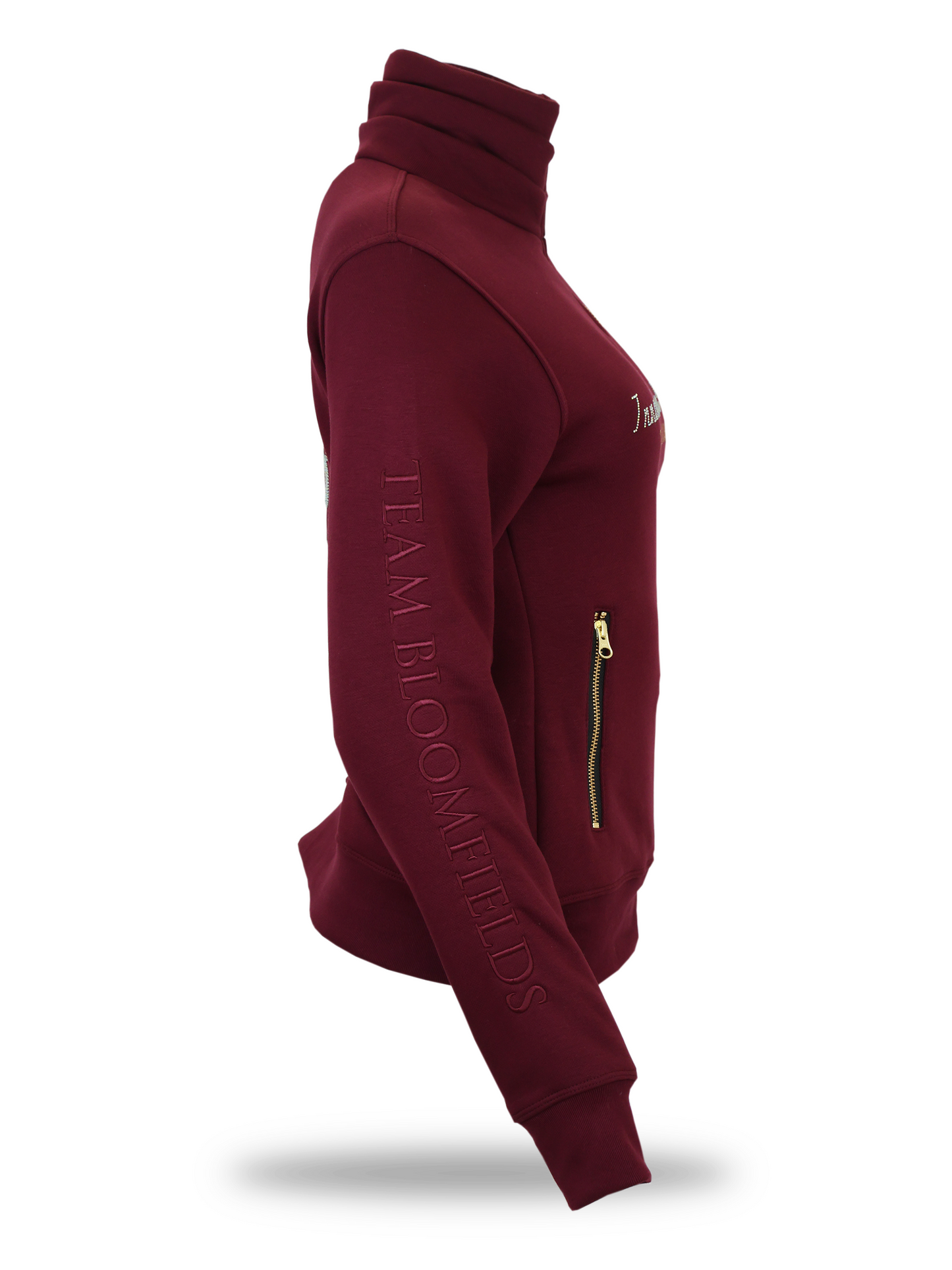 Kids Sade in Burgundy & White Rhinestone & Quarter Zip Top