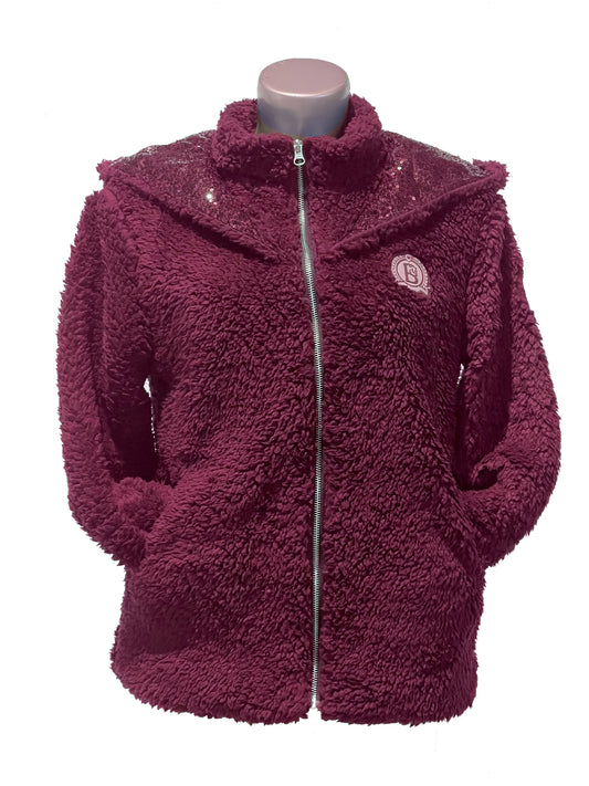 Taggie Burgundy Double Collar Teddybear Adult Fleece
