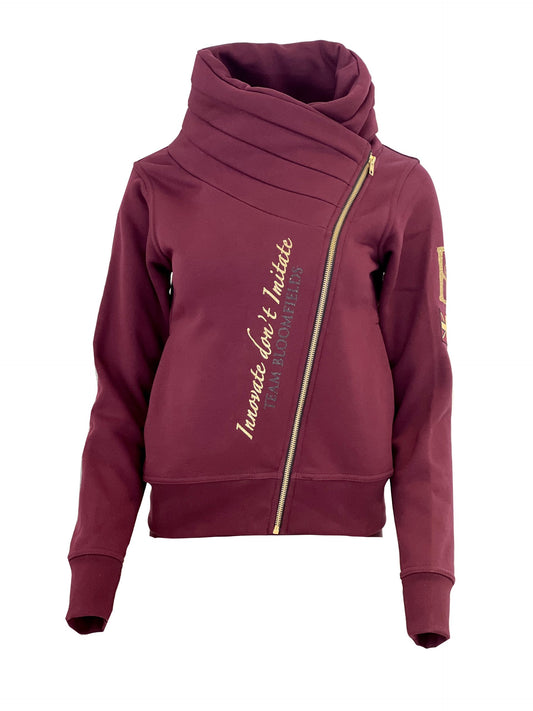 Sabrina Burgundy With Gold Ruffle Collar Adults Top