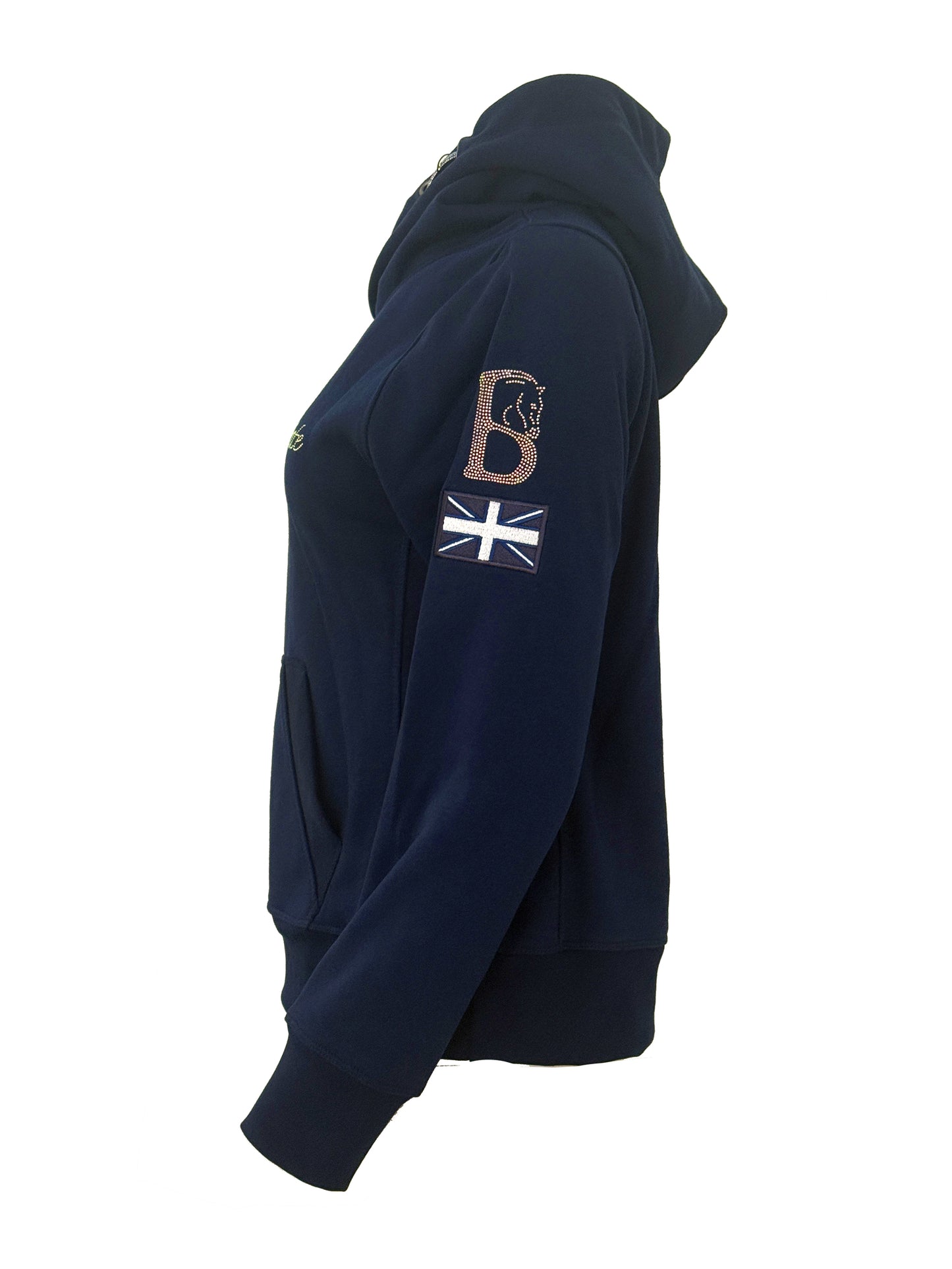 Amelia Navy With Silver Innovate Don't Imitate & Diamante Cross Necked Hoodie