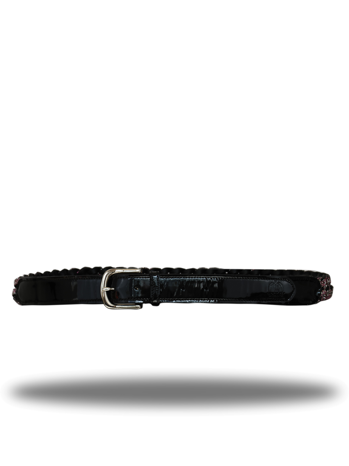 Black & Pink Glitter Leather Belt