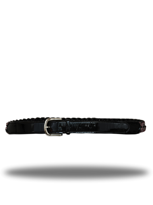 Black & Pink Glitter Leather Belt
