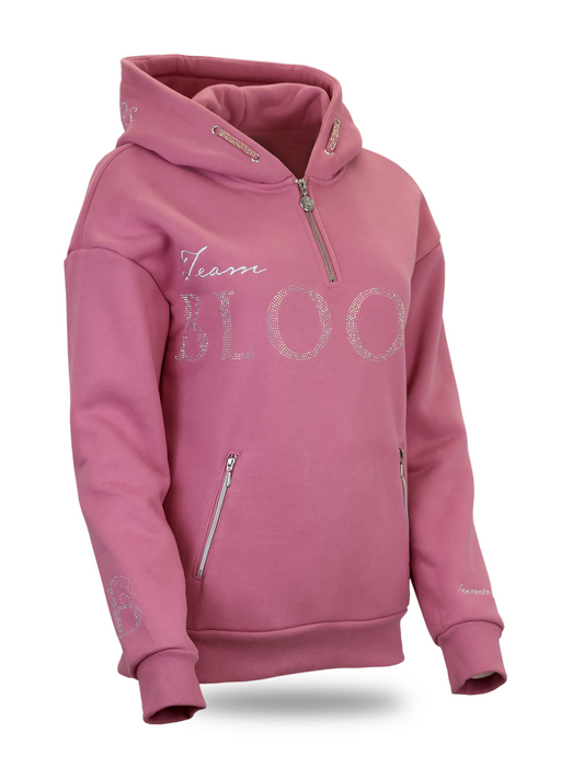 Luna - Rhinestone Logo Hoodie in Dusty Rose