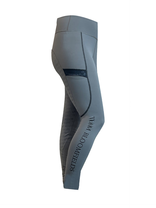 Leonora Grey & Black Full Silicone Seat Riding Leggings