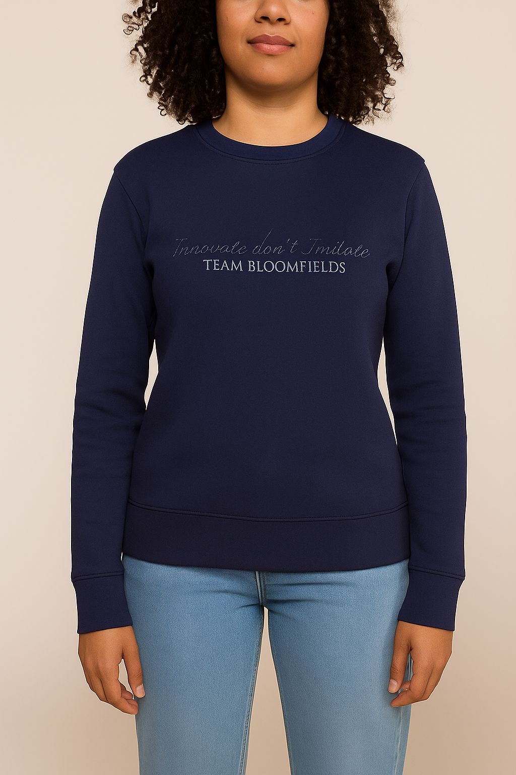 Summer Navy With Navy Rhinestones Crew Neck Top