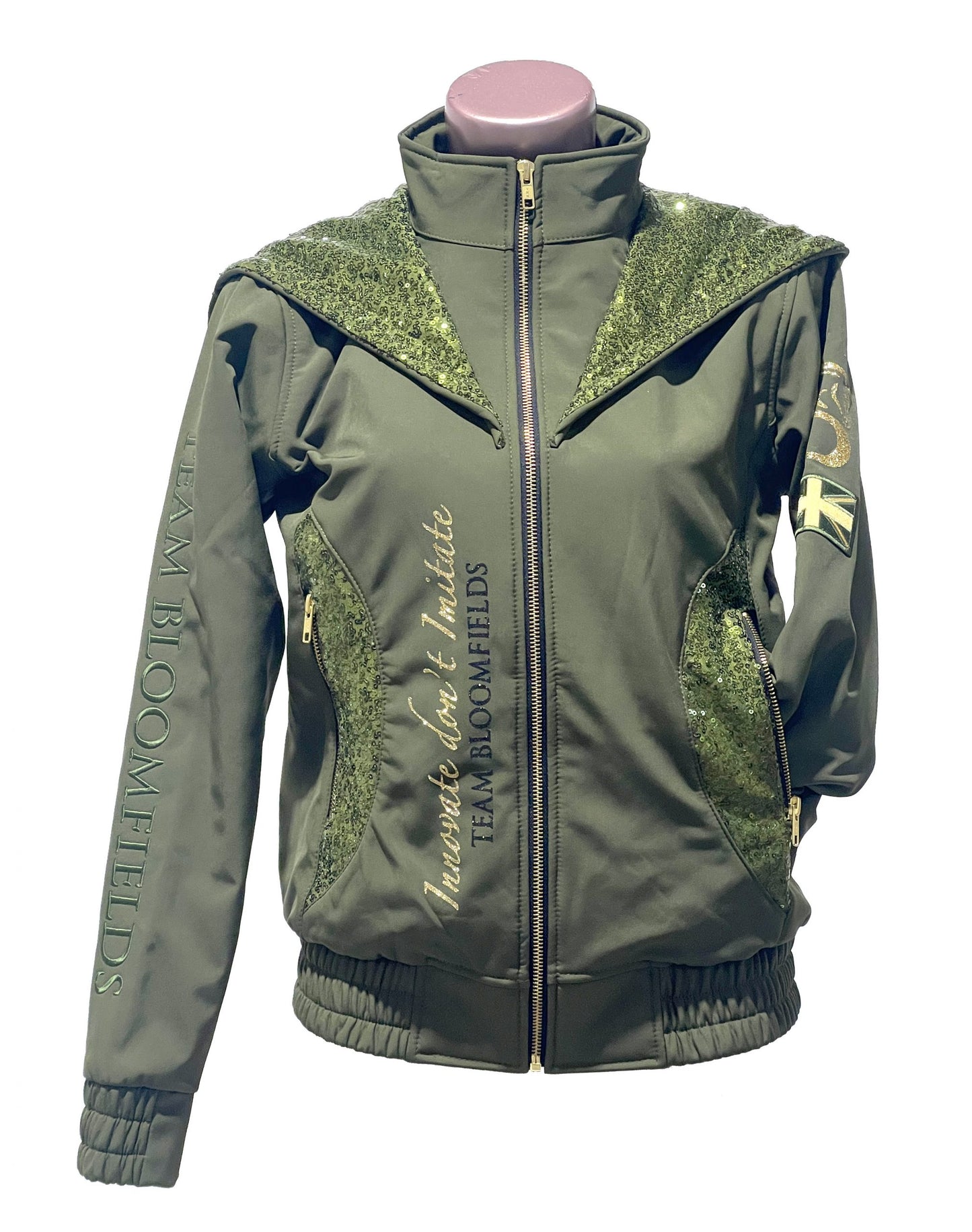 Arrabella Mini Olive Double Collar Fitted Zip Hoodie