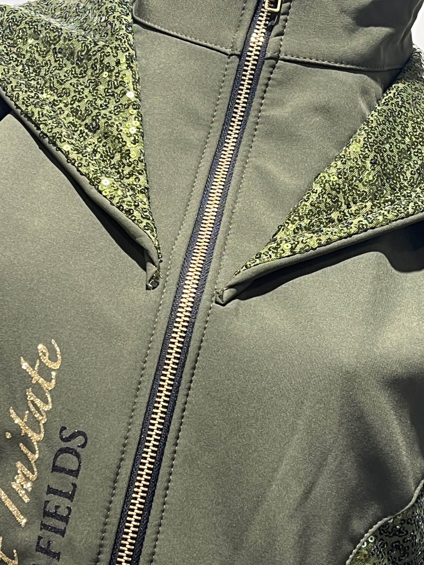 Arrabella Mini Olive Double Collar Fitted Zip Hoodie
