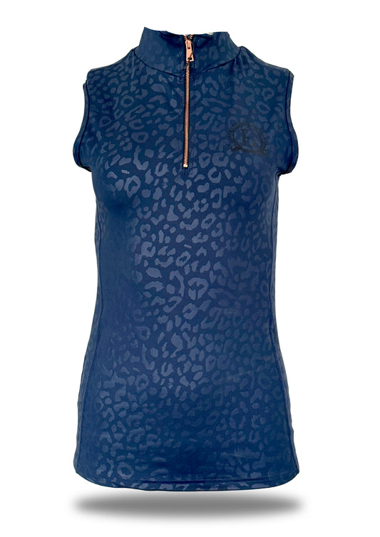Leonora Navy Leopard Print sleeveless Base Layer